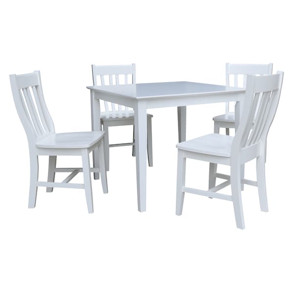 International Concepts Square 36 in x 36 in Dining Table with 4 Chairs, White, 36 W, 36 L, 30 in H, Wood, White K08-3636-C61-4 - main